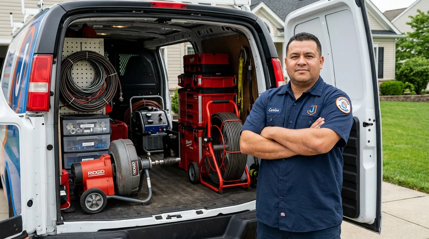 Professional drain cleaning equipment and Johns Plumbing LLC plumber in Parkin