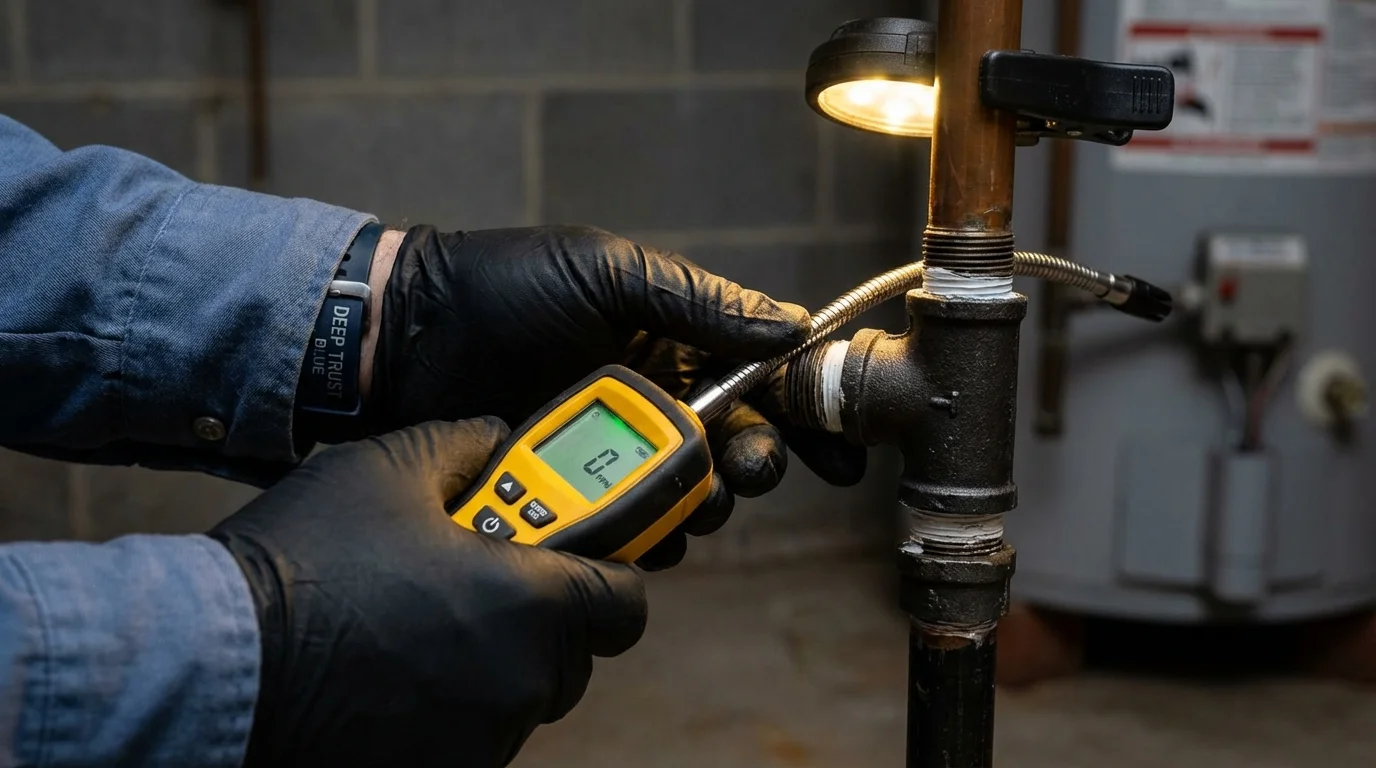 Gas leak detection with electronic sniffer by Johns Plumbing LLC in Parkin