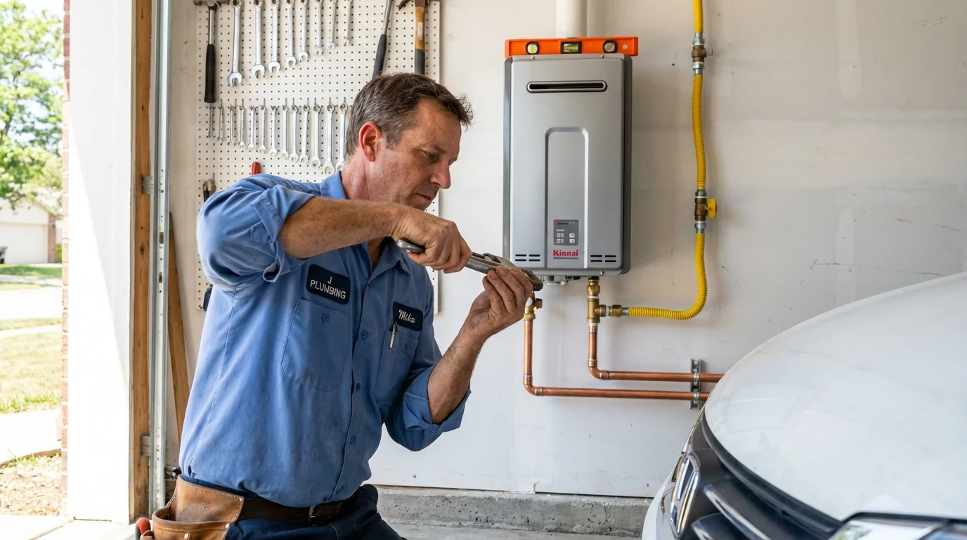Tankless water heater installation by a Johns Plumbing LLC plumber in Parkin